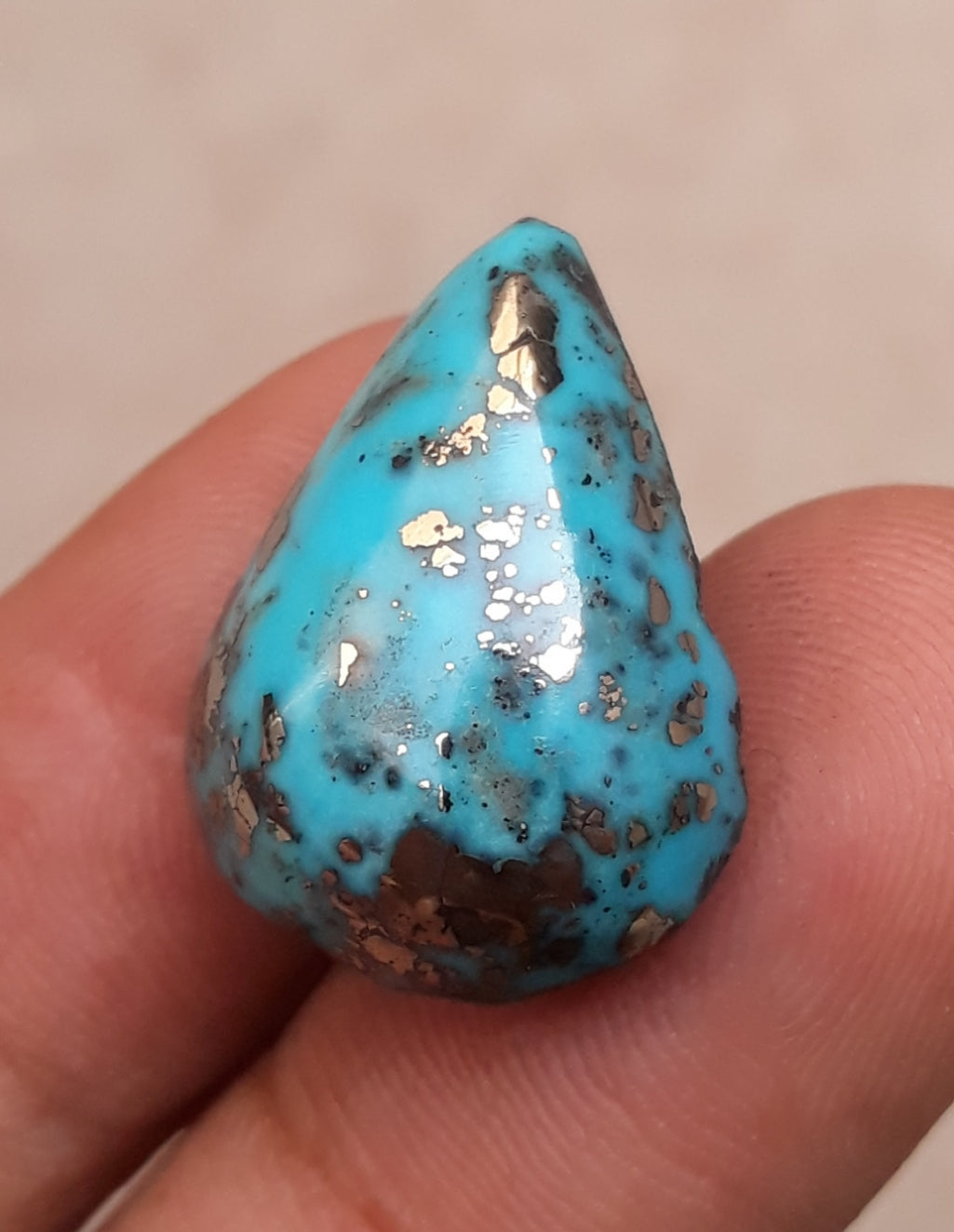 Natural Certified Turquoise with Pyrite - Blue Matrix Turquoise - Shajri Feroza-25.6Ct-22x17m