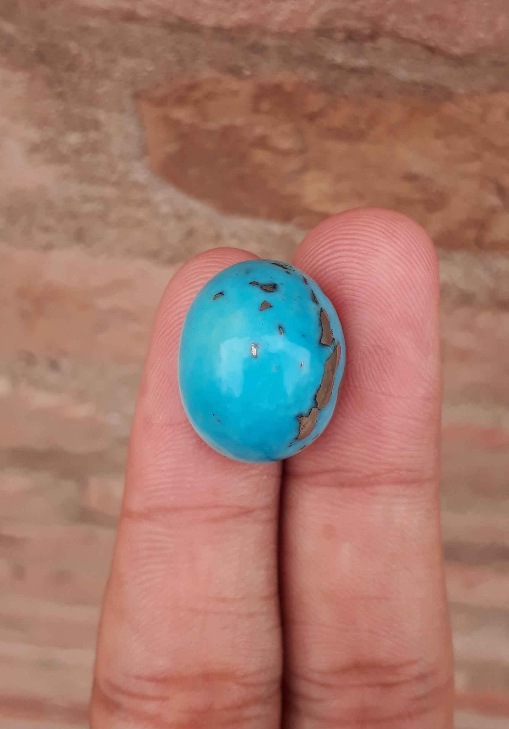 Natural Certified Turquoise with Pyrite - Blue Matrix Turquoise - Shajri Feroza-25.1Ct-20x17mm