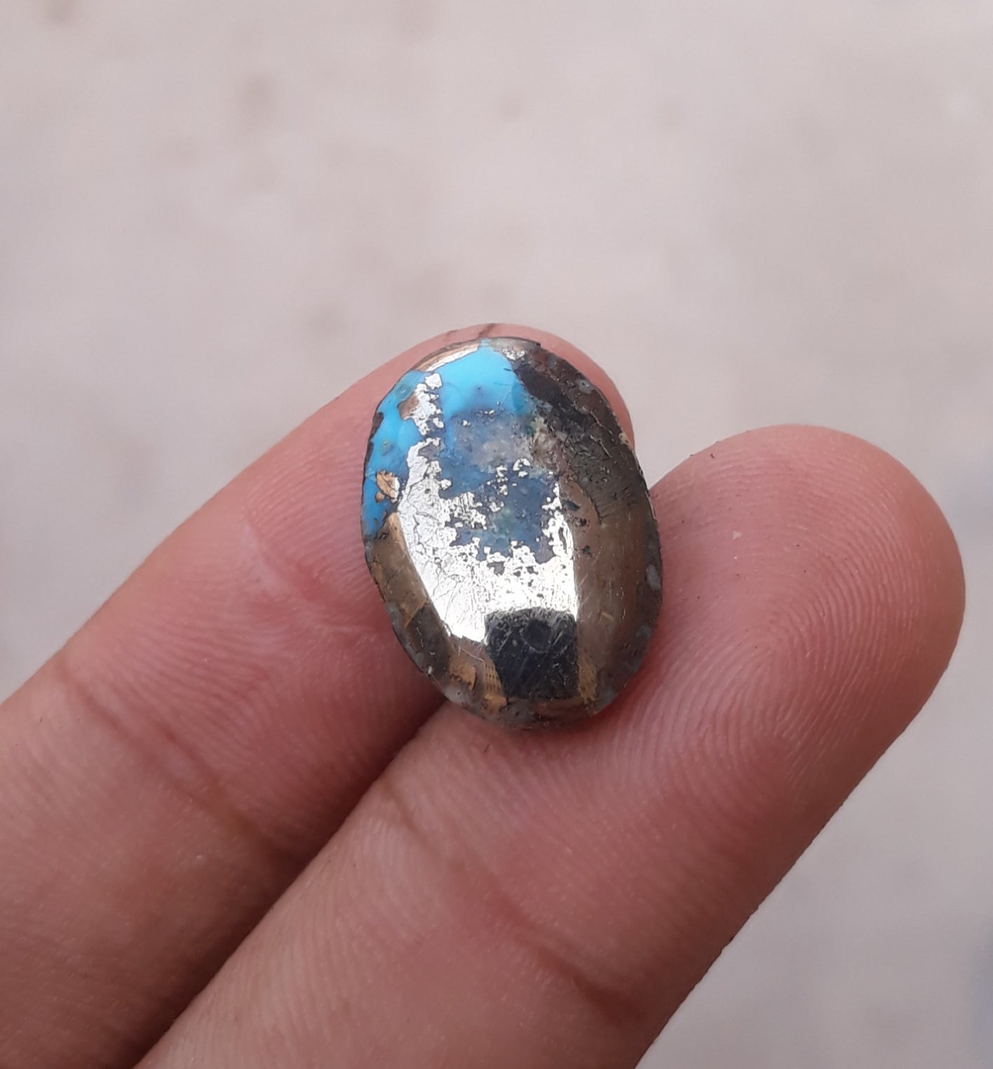 13ct  Turquoise with Pyrite - Shajri Feroza - 19x13mm
