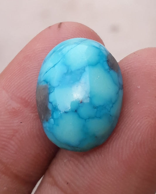 14.5ct Morenci Turquoise - Natural Certified Turquoise with Pyrite - Blue Matrix Turquoise - Shajri Feroza - 19x14mm