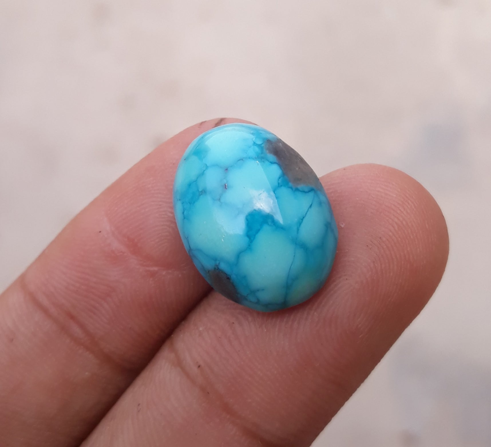 14.5ct Morenci Turquoise - Natural Certified Turquoise with Pyrite - Blue Matrix Turquoise - Shajri Feroza - 19x14mm