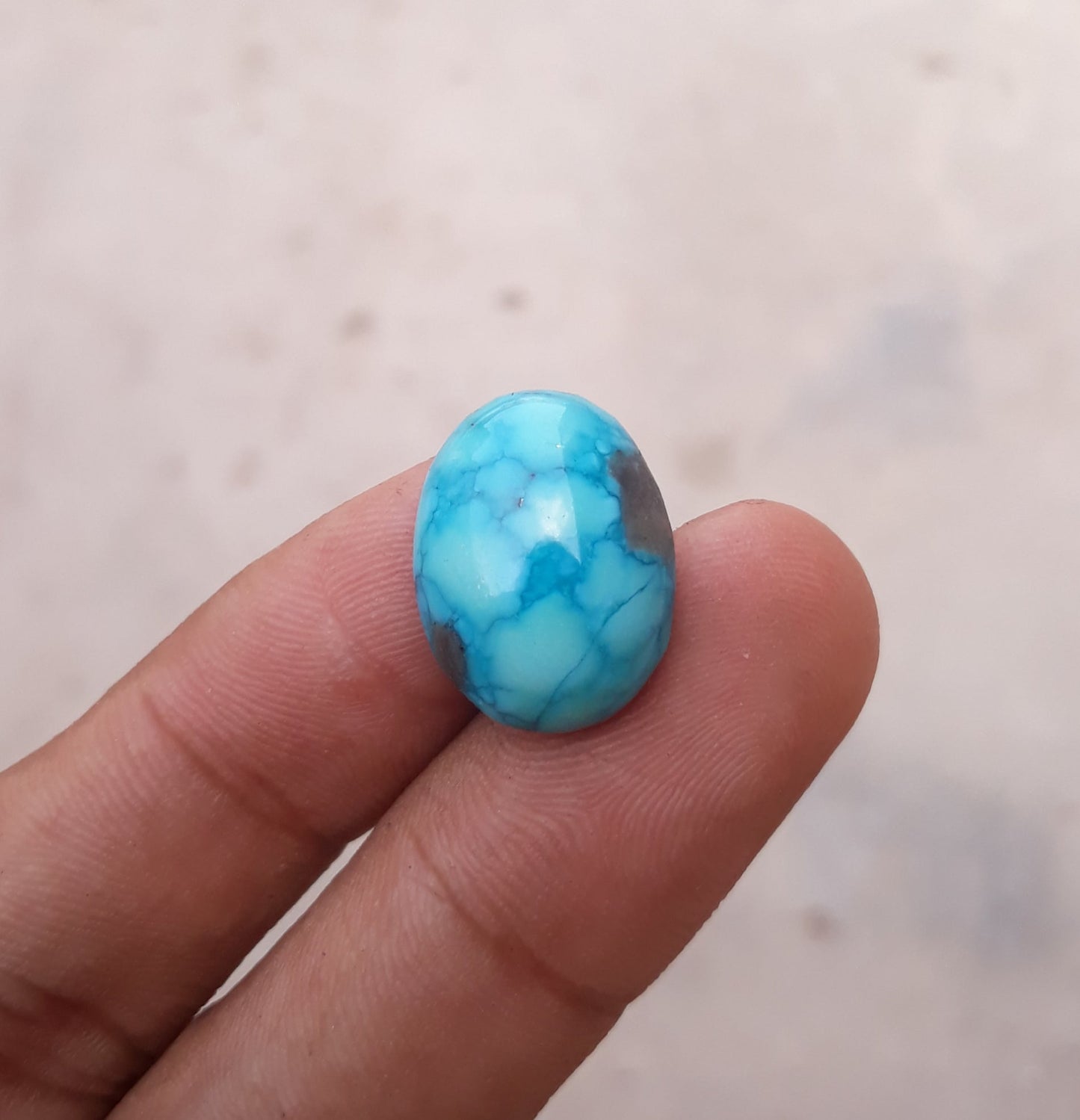 14.5ct Morenci Turquoise - Natural Certified Turquoise with Pyrite - Blue Matrix Turquoise - Shajri Feroza - 19x14mm