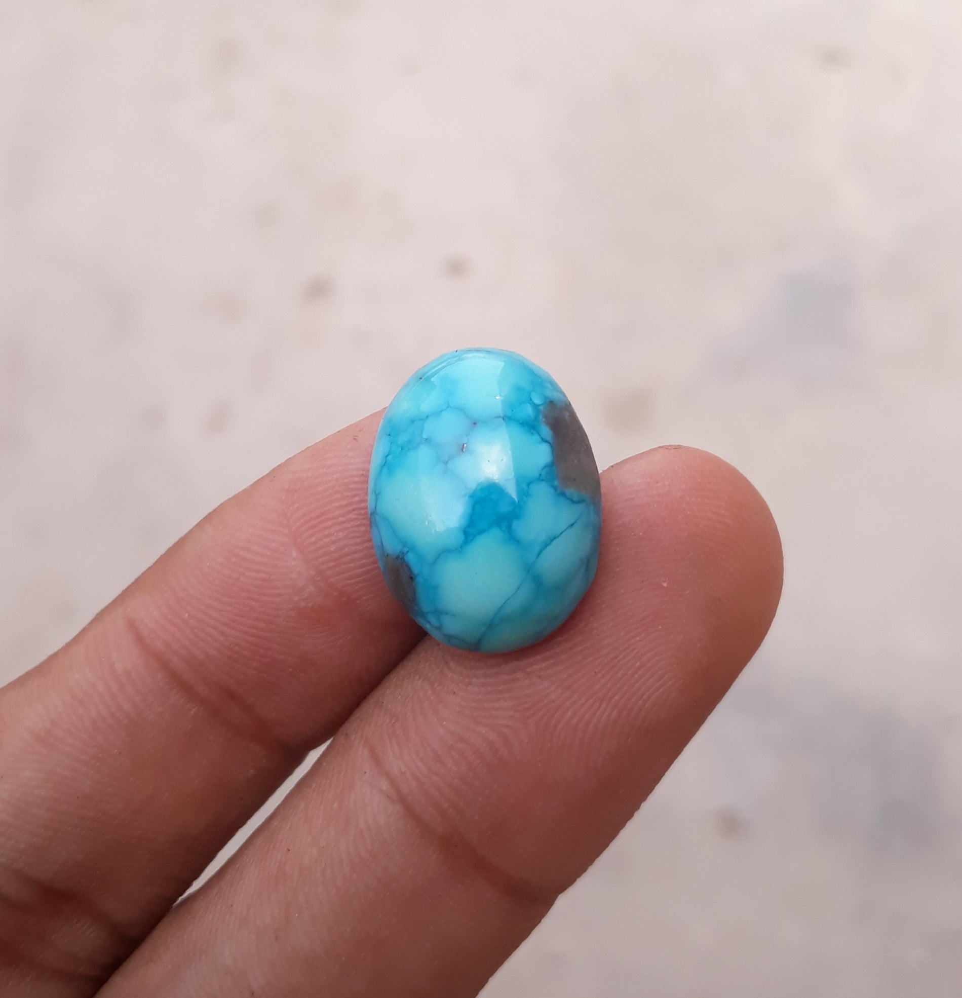 14.5ct Morenci Turquoise - Natural Certified Turquoise with Pyrite - Blue Matrix Turquoise - Shajri Feroza - 19x14mm