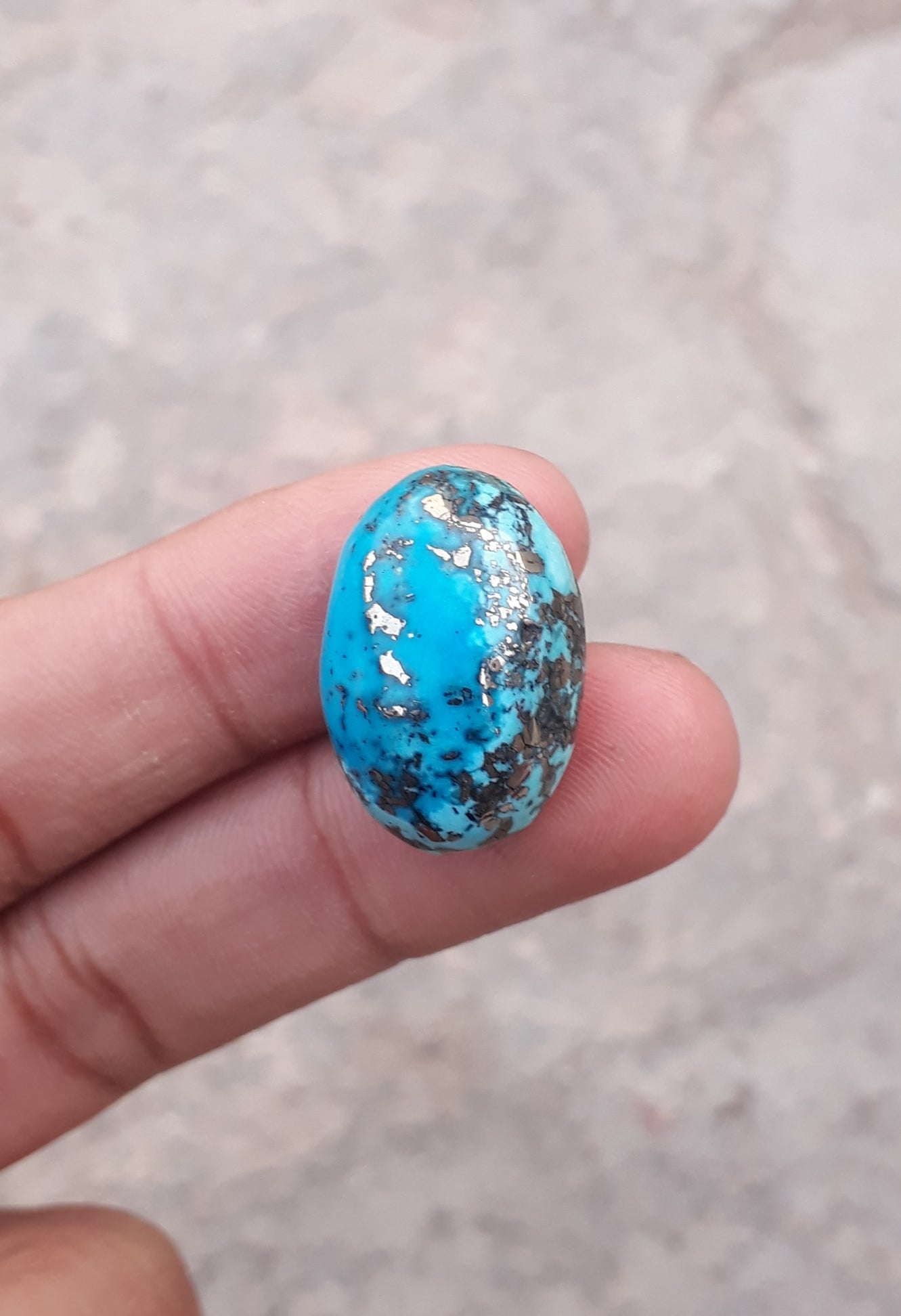 Natural Certified Turquoise with Pyrite - Blue Matrix Turquoise - Shajri Feroza-40.4Ct-25x17mm