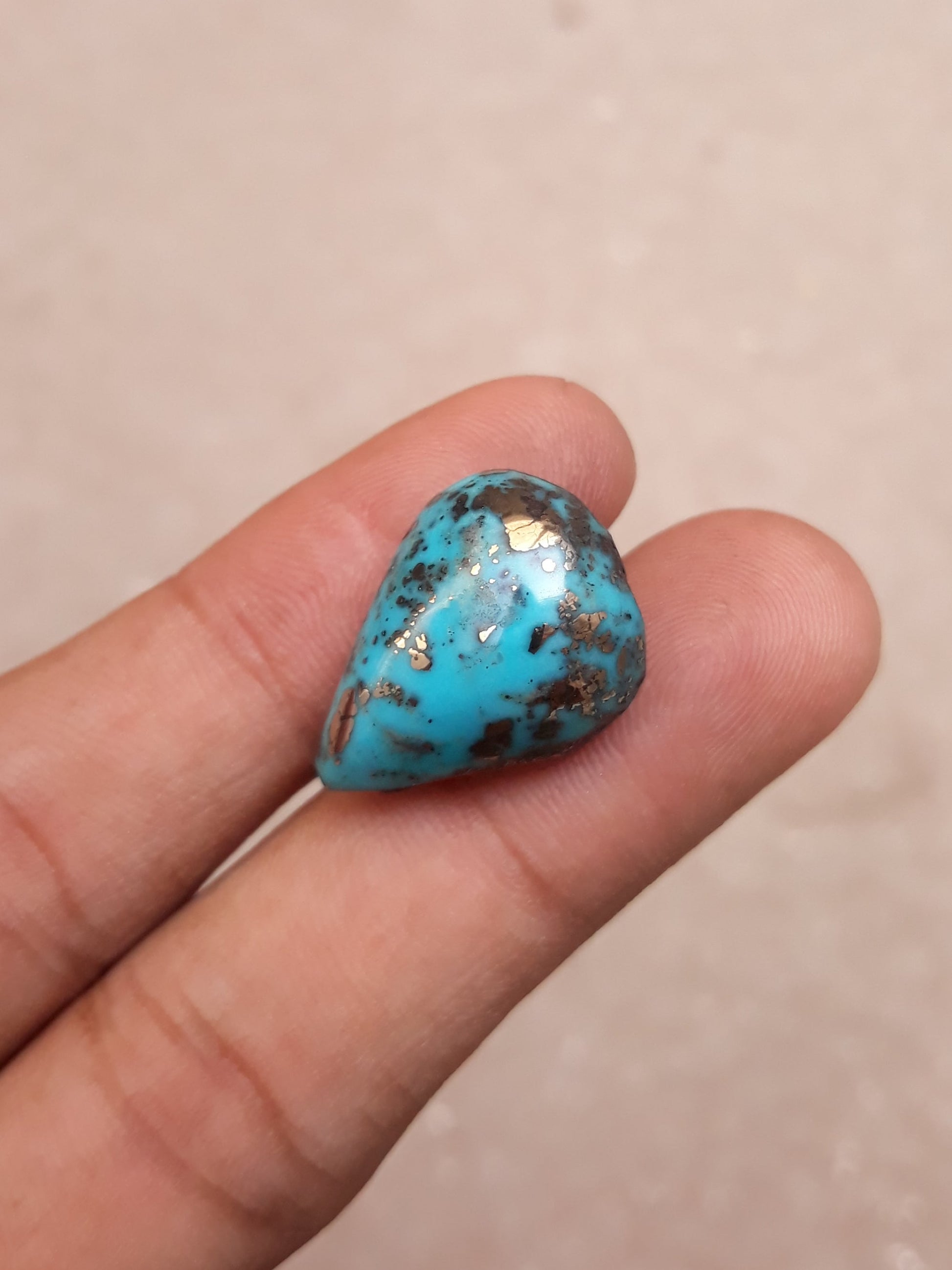 Natural Certified Turquoise with Pyrite - Blue Matrix Turquoise - Shajri Feroza-25.6Ct-22x17m