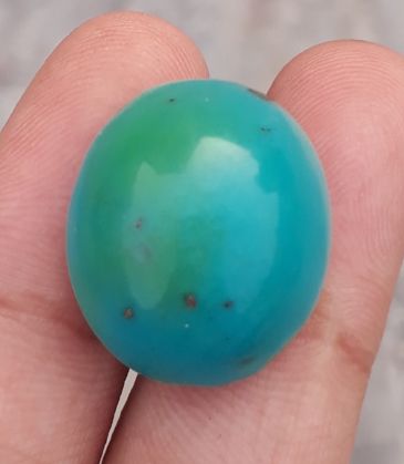 Natural Green Turquoise, Oval Shape - Persian Turquoise - Green Feroza - 21.7ct- 21x18mm