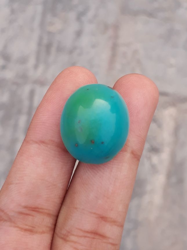 Natural Green Turquoise, Oval Shape - Persian Turquoise - Green Feroza - 21.7ct- 21x18mm