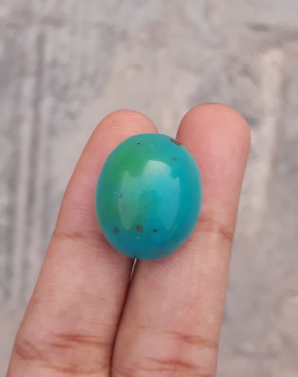 Natural Green Turquoise, Oval Shape - Persian Turquoise - Green Feroza - 21.7ct- 21x18mm