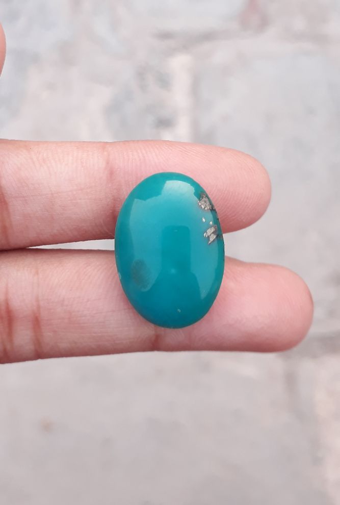 Natural Green Turquoise, Oval Shape - Persian Turquoise - Green Feroza - 13.3ct- 22x15mm