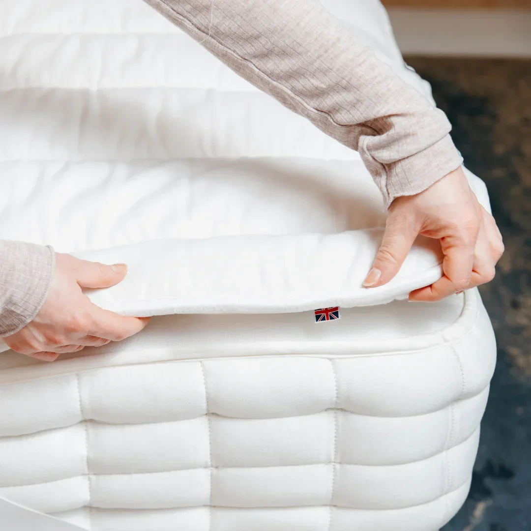 Natural Breathable British Wool Mattress Topper Pad, OEKO-TEX Cotton Cover
