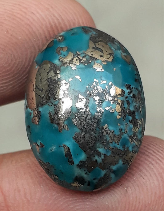 Natural Turquoise with Pyrite - Blue Matrix Turquoise - Shajri Feroza-24Ct