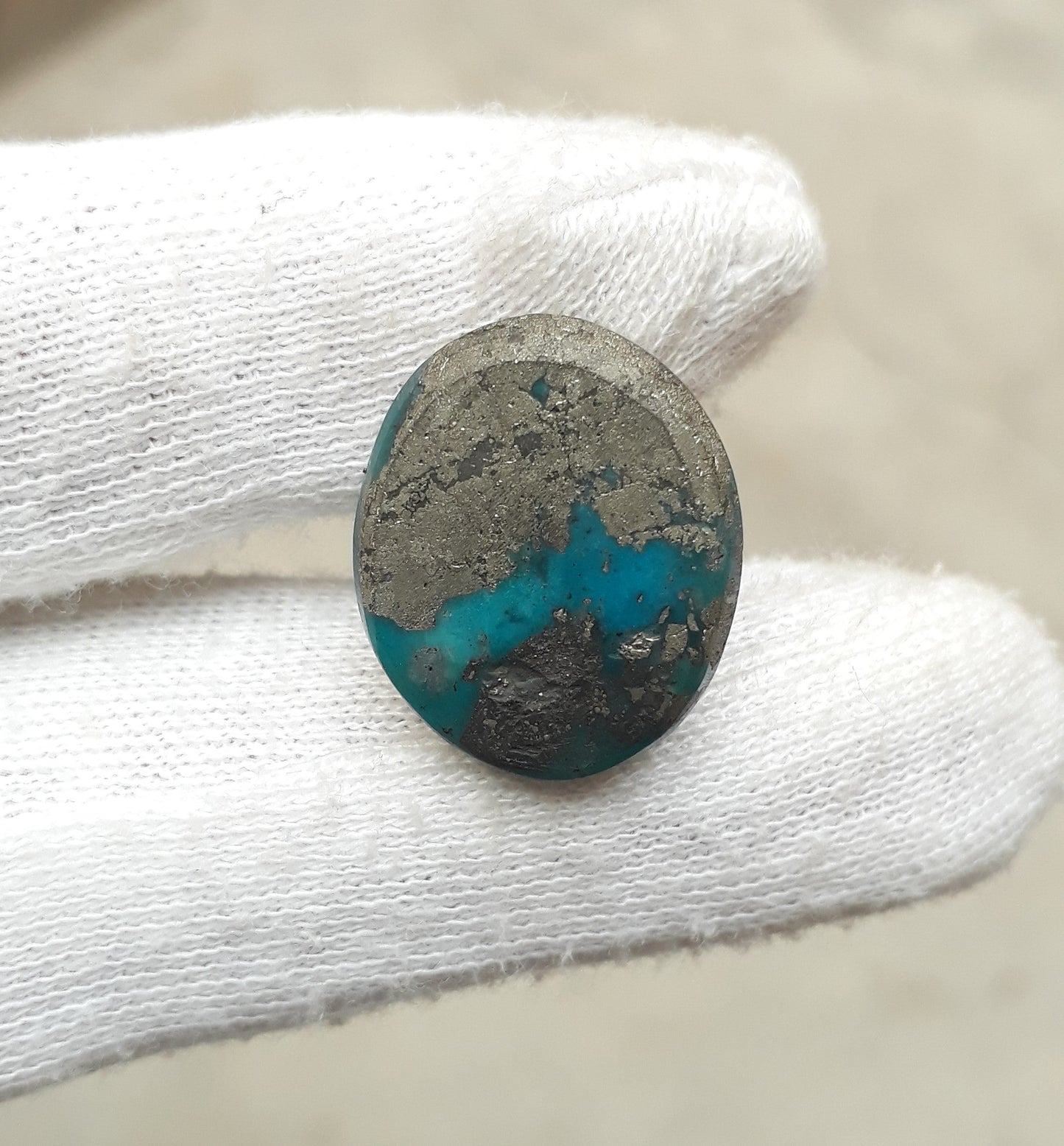 Natural Turquoise with Pyrite - Blue Matrix Turquoise - Shajri Feroza-40.1Ct