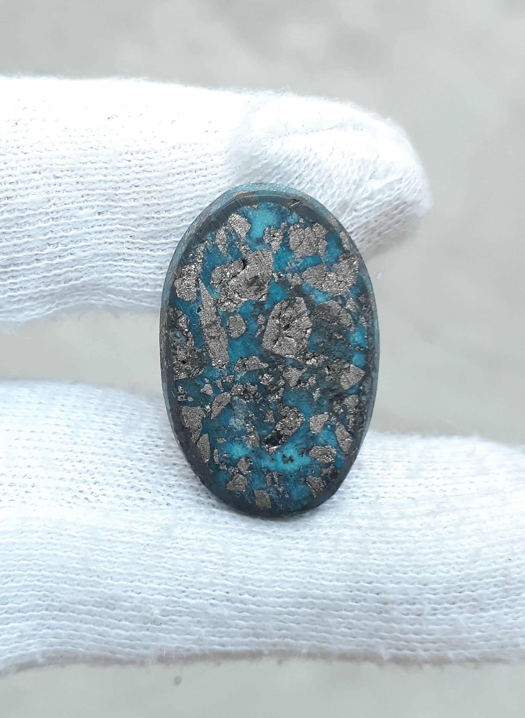 Natural Turquoise with Pyrite - Blue Matrix Turquoise - Shajri Feroza-43Ct
