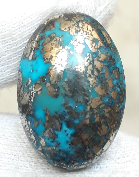 Natural Turquoise with Pyrite - Blue Matrix Turquoise - Shajri Feroza-63Ct