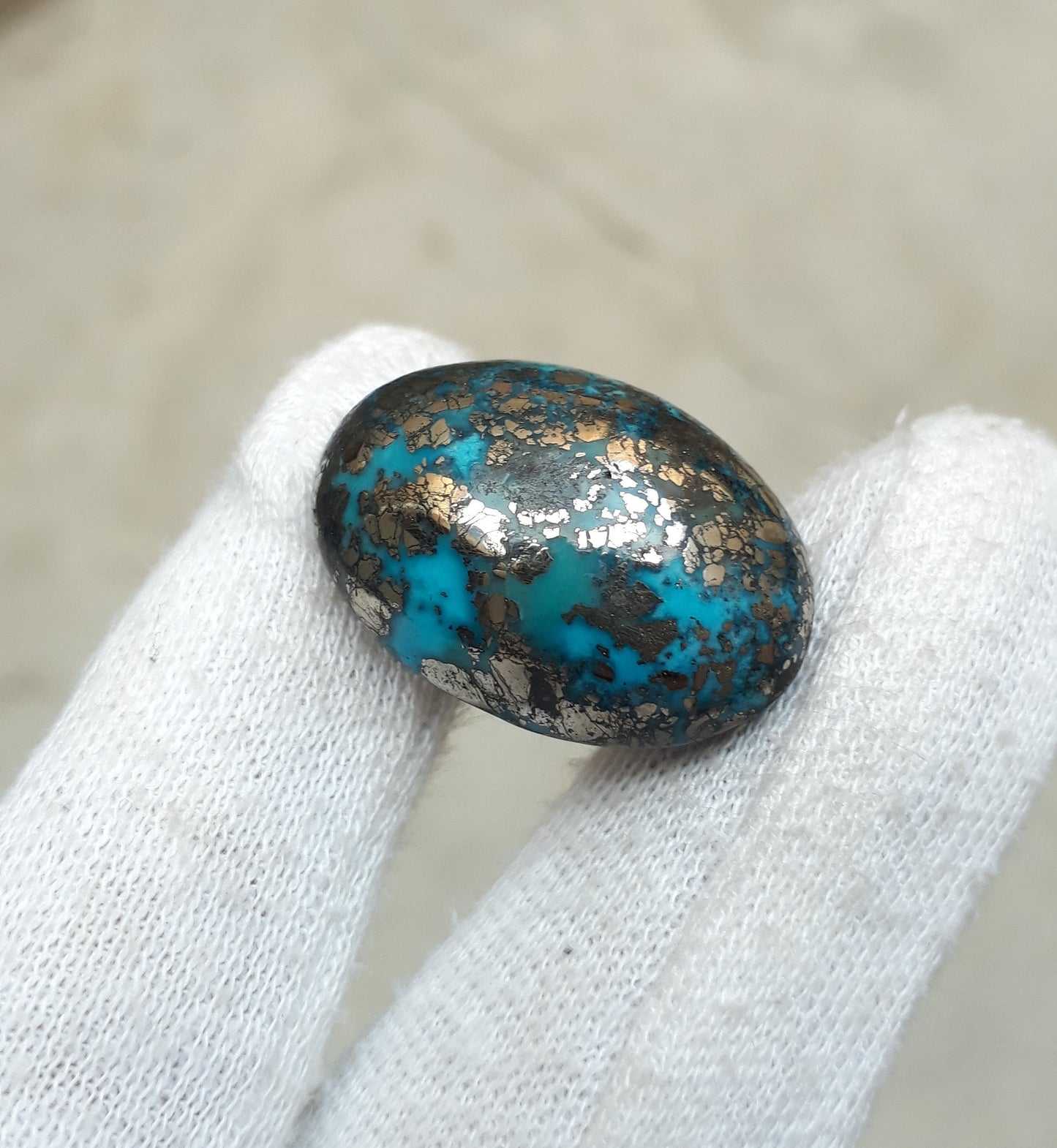 Natural Turquoise with Pyrite - Blue Matrix Turquoise - Shajri Feroza-63Ct