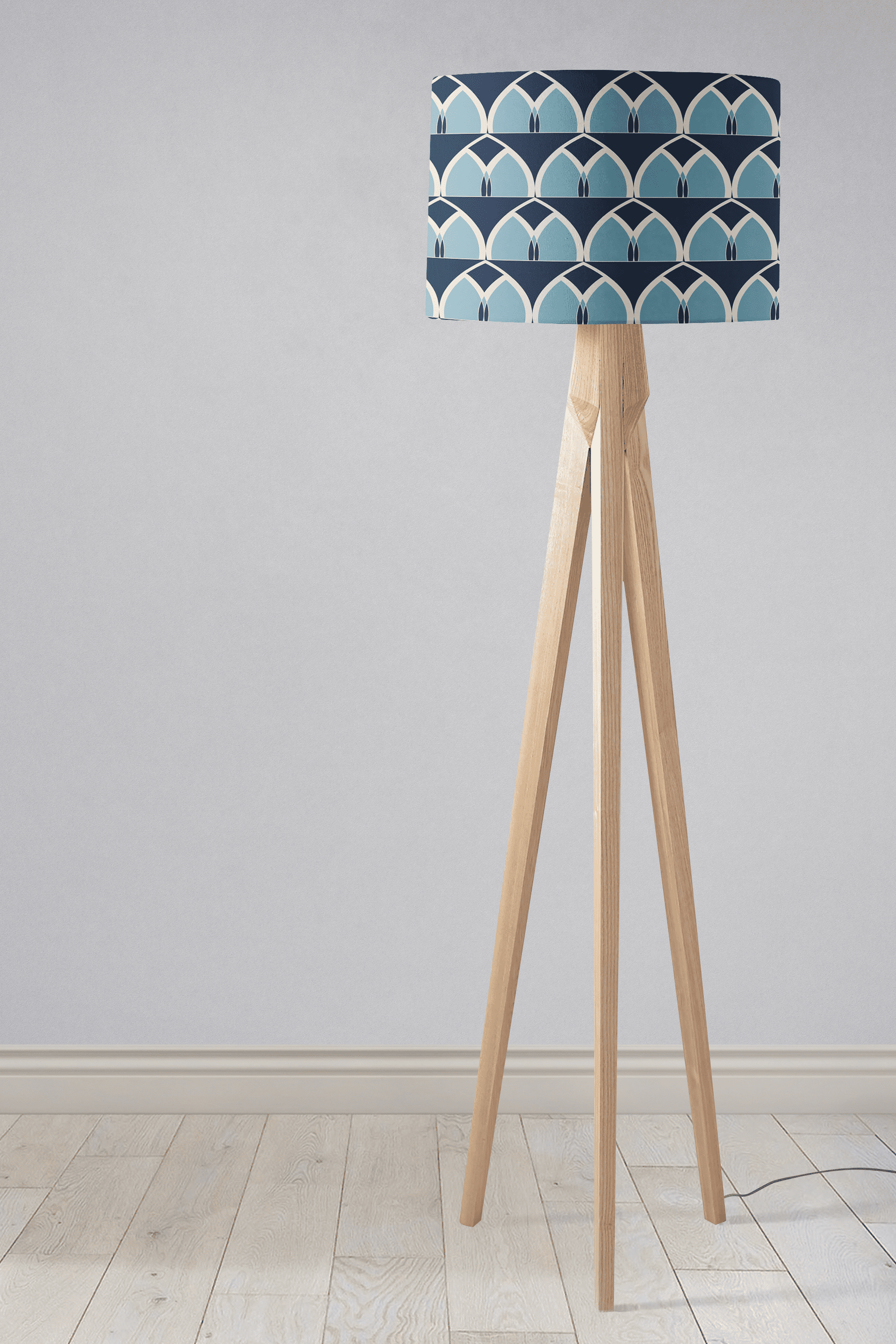 Blue Geometric Arches Design Lampshade, Ceiling or Table Lamp Shade