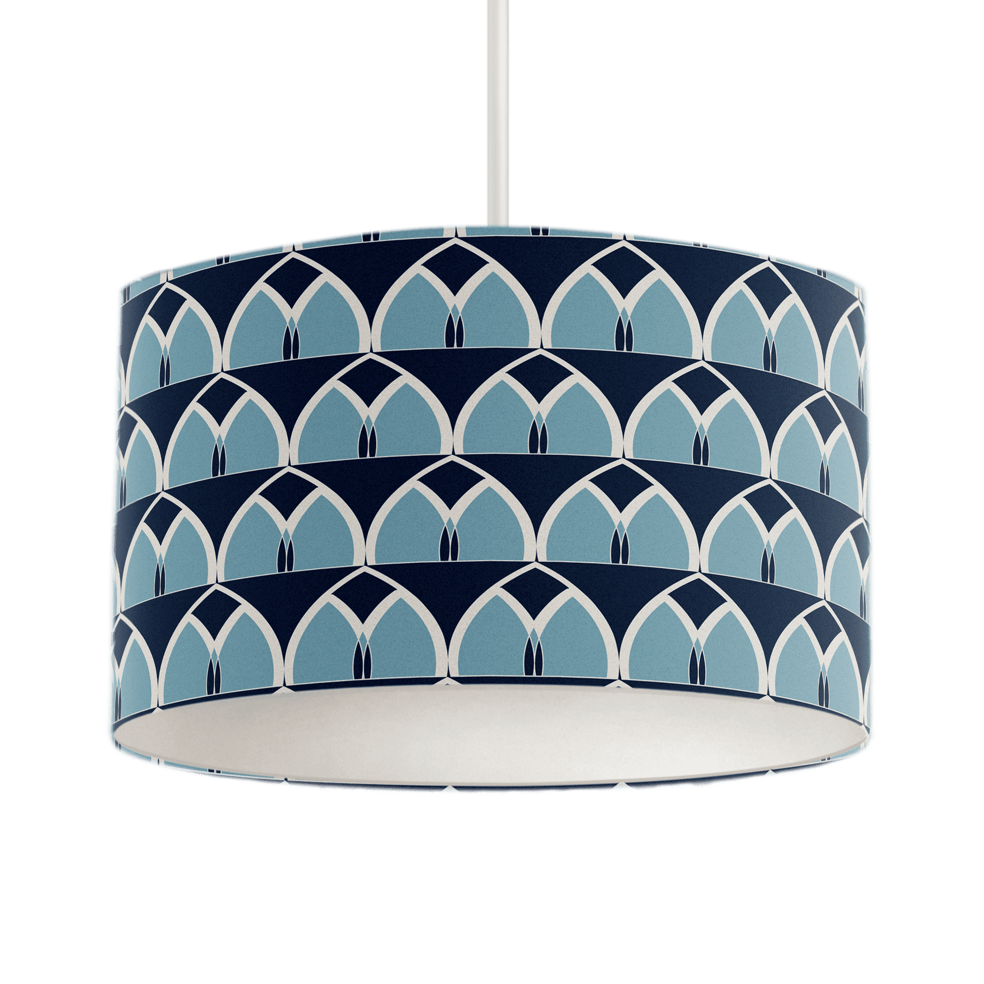 Blue Geometric Arches Design Lampshade, Ceiling or Table Lamp Shade