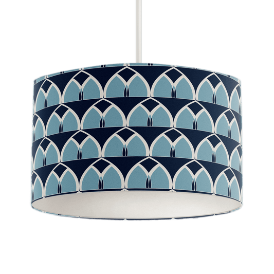 Blue Geometric Arches Design Lampshade, Ceiling or Table Lamp Shade