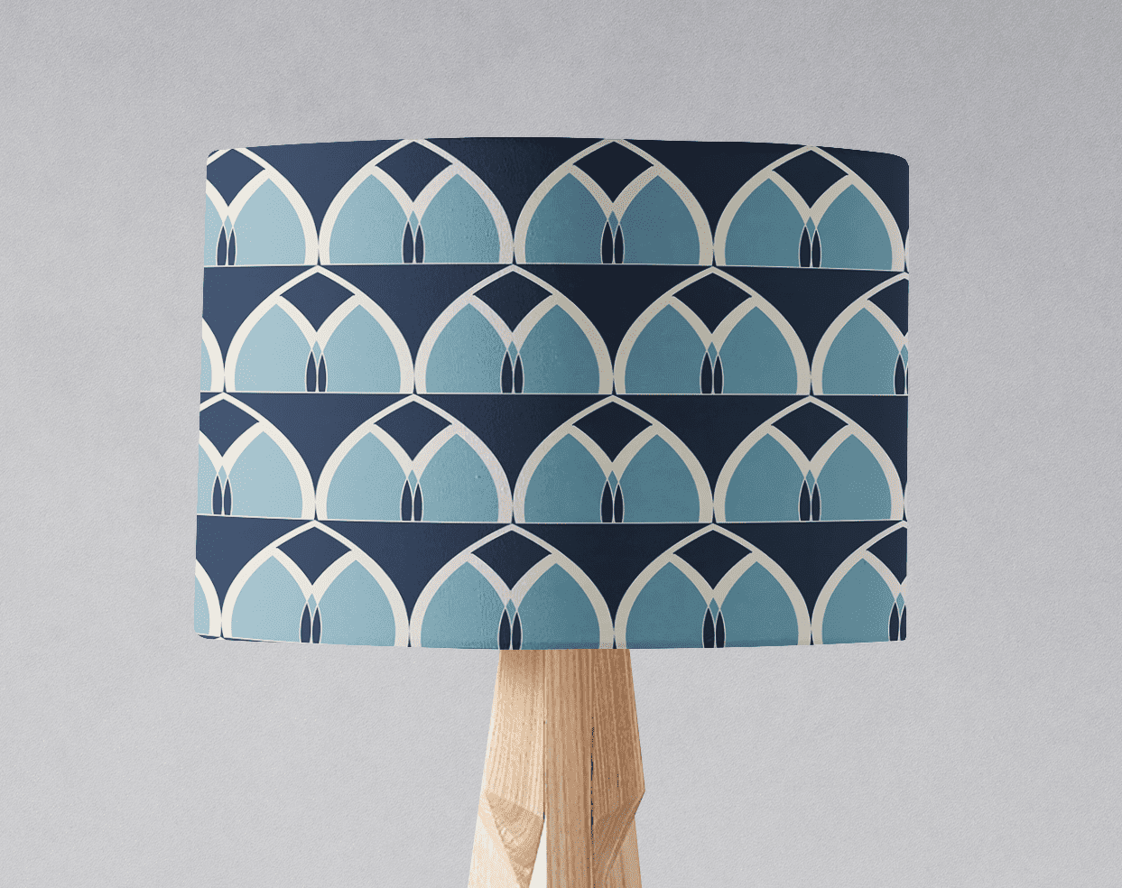 Blue Geometric Arches Design Lampshade, Ceiling or Table Lamp Shade