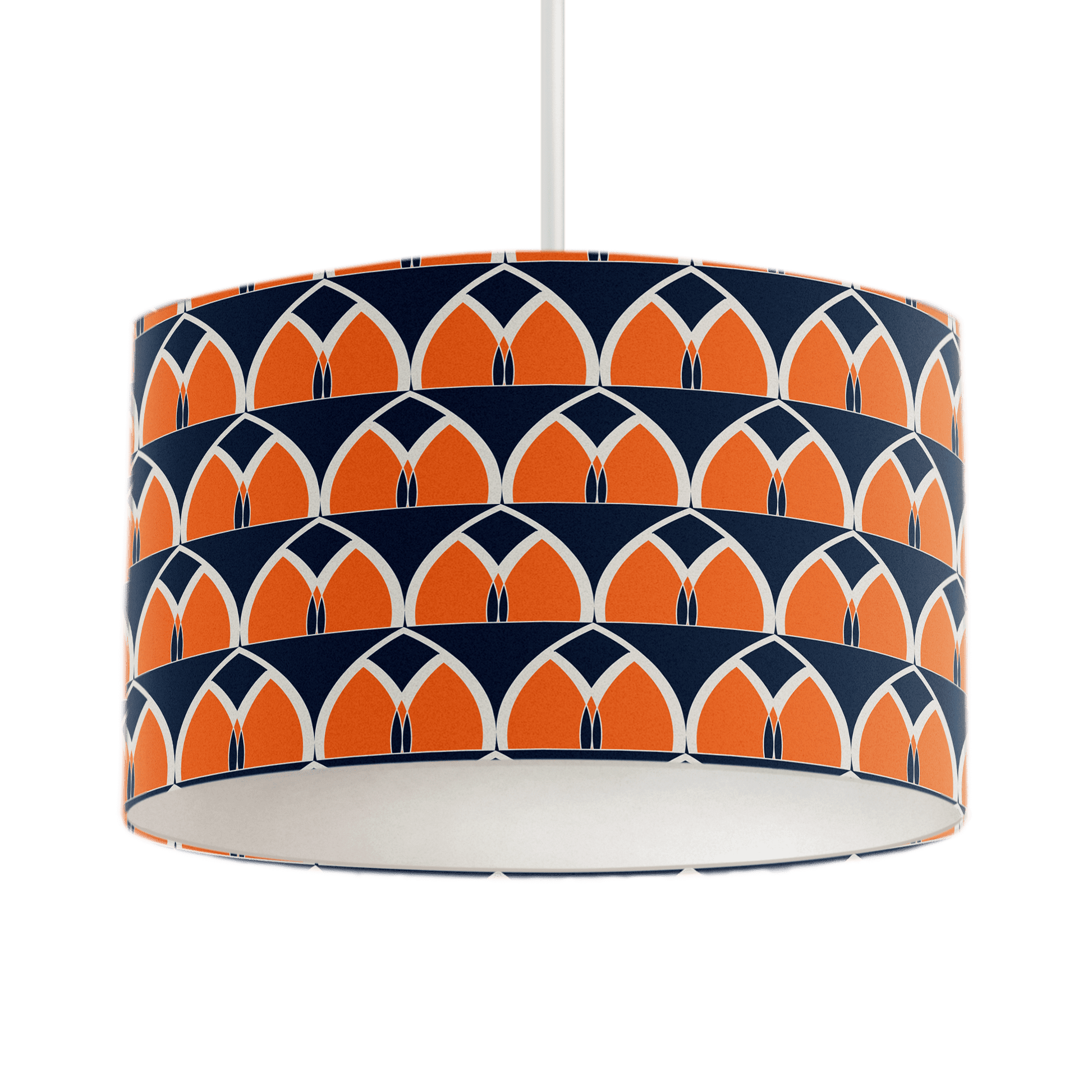 Navy Blue and Orange Retro Geometric  Design Lampshade, Ceiling or Table Lamp Shade