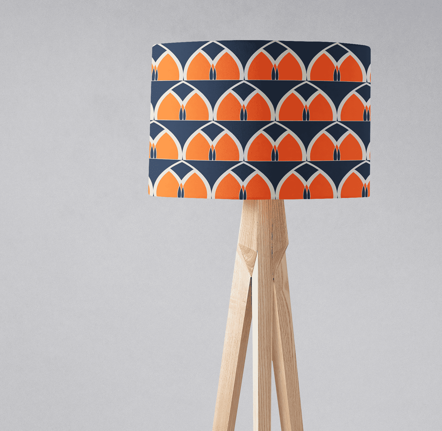 Navy Blue and Orange Retro Geometric  Design Lampshade, Ceiling or Table Lamp Shade