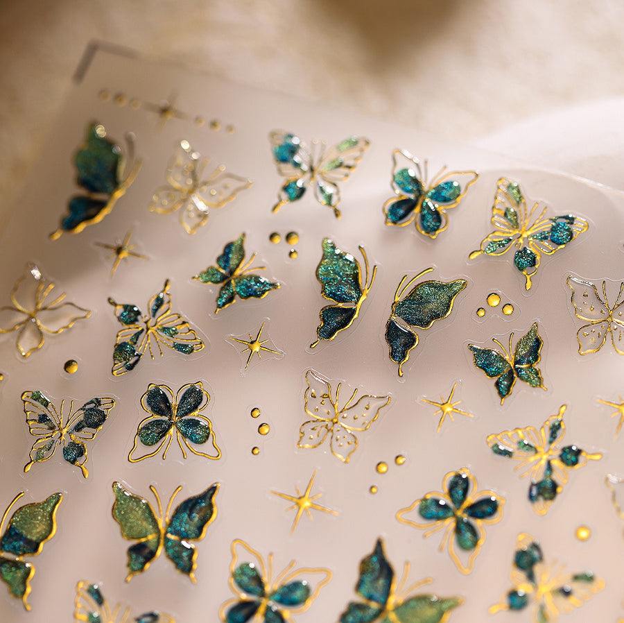 Hello Claws | Vintage Green Butterfly Nail Deco Sticker