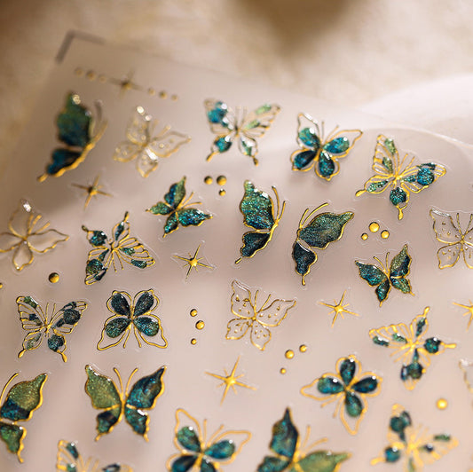 Hello Claws | Vintage Green Butterfly Nail Deco Sticker