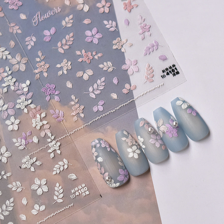 Hello Claws | Embroidery Plant Nail Deco Sticker