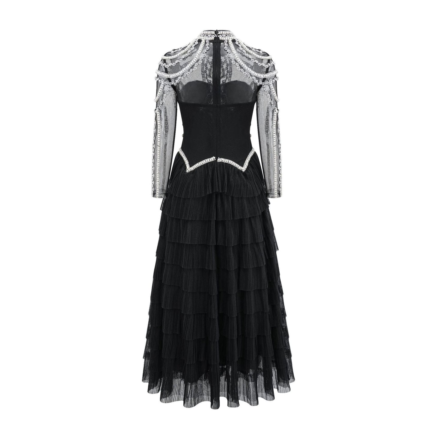 Elegant And Heavy Craft Long Sleeve Beaded Dress