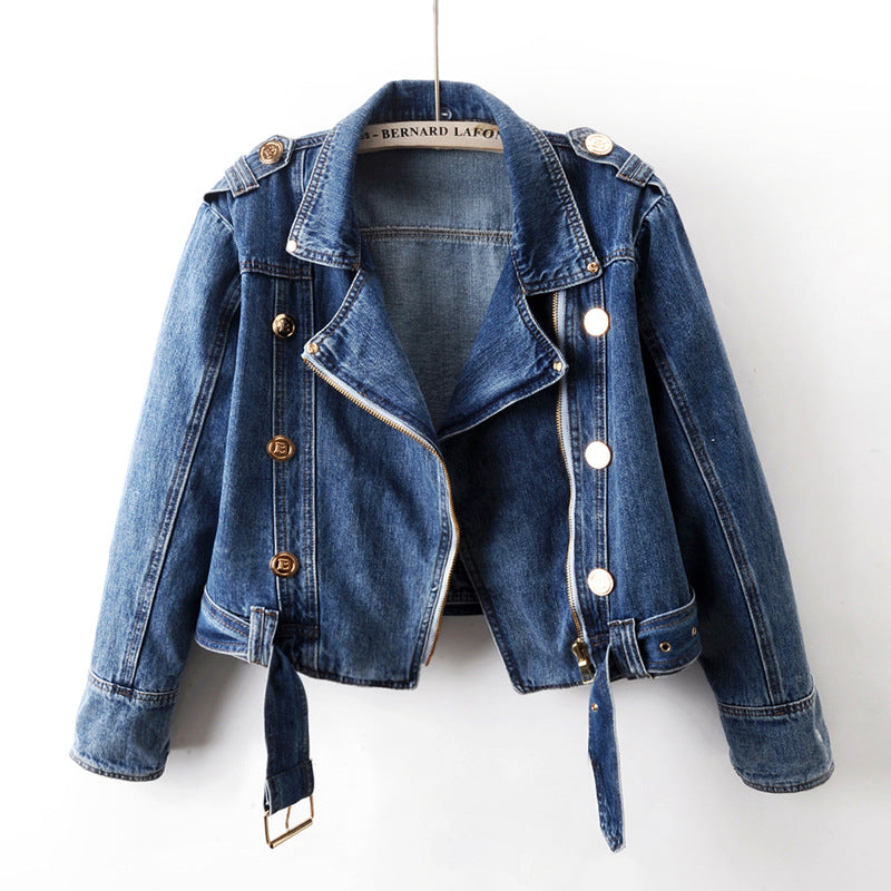 Women's Short Loose Top Motorcycle Jacket