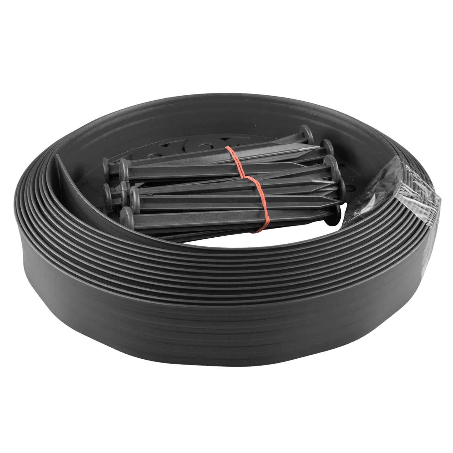 Lawn Border Set, Easy Border 100mm Black 10m With Pegs for Weed Control Membrane