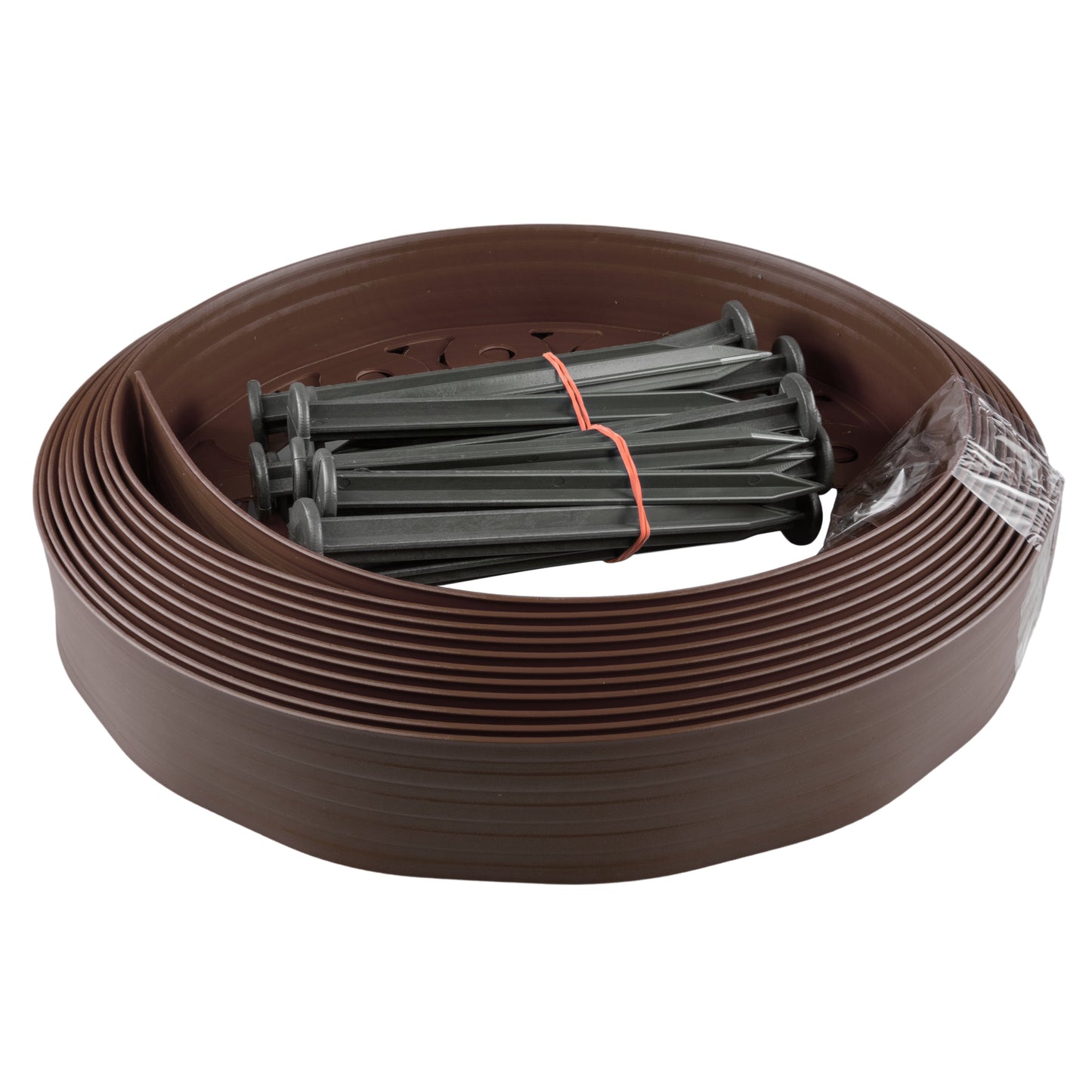Lawn Border Set, Easy Border 60mm Brown 10m With Pegs for Home and Garden Use