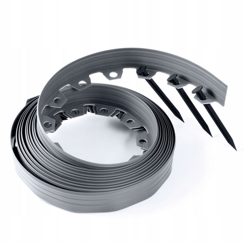 Lawn Border Set, Easy Border 60mm Gray 10m With Pegs for Home and Garden Use