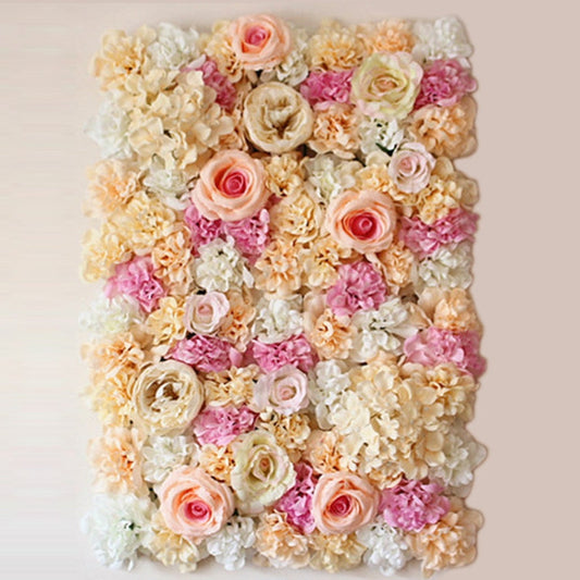 Blooming Rose Peony Hydrangea Artificial Encryption Flower DIY Wedding Wall Decoration Photo Background, Size: 60cm x 40cm, 60x40cm(Champagne)