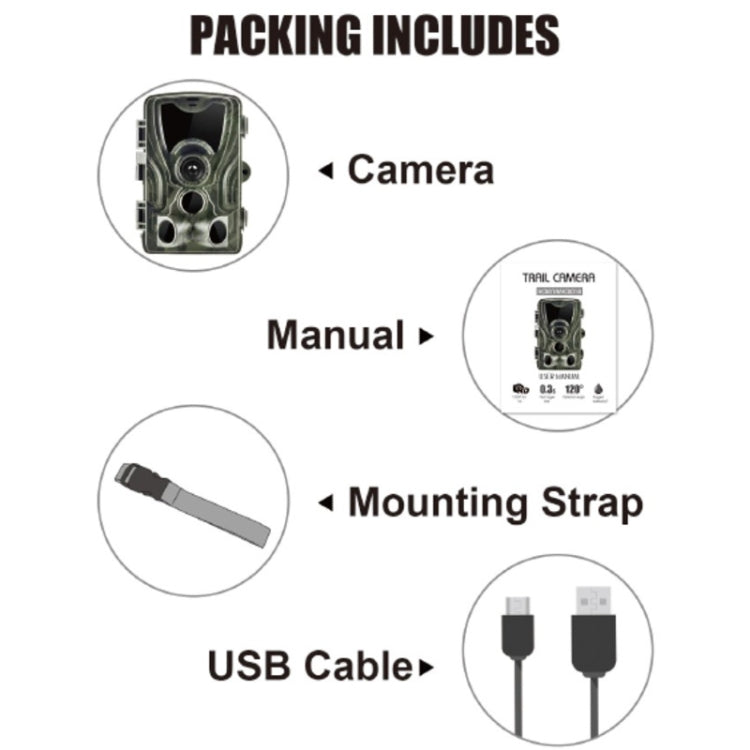 HC801A 8MP Waterproof IP65 IR Night Vision Security Hunting Trail Camera, Novatek 96650 Program, 120 Degree Wide Angle, 110 Degree PIR Sensing Angle