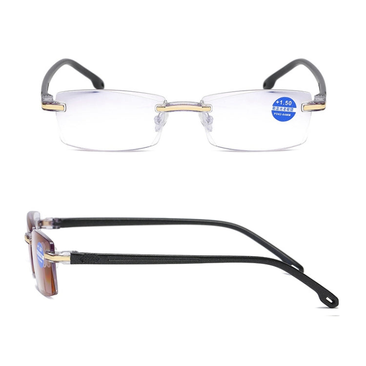 Rimless Anti Blue-ray Blue Film Lenses Presbyopic Glasses, +2.00D