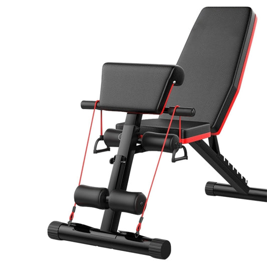 189-3 Premium Edition Household Folding Multifunctional Bold Main Frame Dumbbell Bench Sit-up Bench Weightlifting Bed with Pull Rope & Preacher Curl, Premium Edition