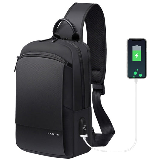 Bange BG-77112 Men Oxford Cloth Waterproof Crossbody Chest Bag with USB Port, Size: 30 x 19 x 13cm, 30 x 19 x 13cm (Black)