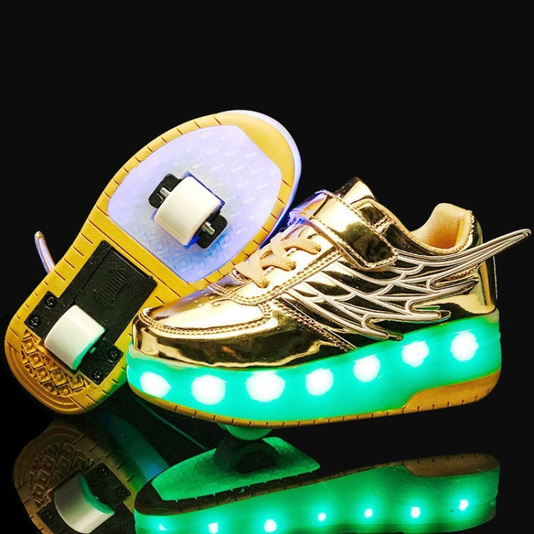 CD03 LED Double Wheel Wing Roller Skating Shoes, Size : 38, Size : 38 (Black), Size : 38 (Pink), Size : 38 (Gold), Size : 38 (Silver)