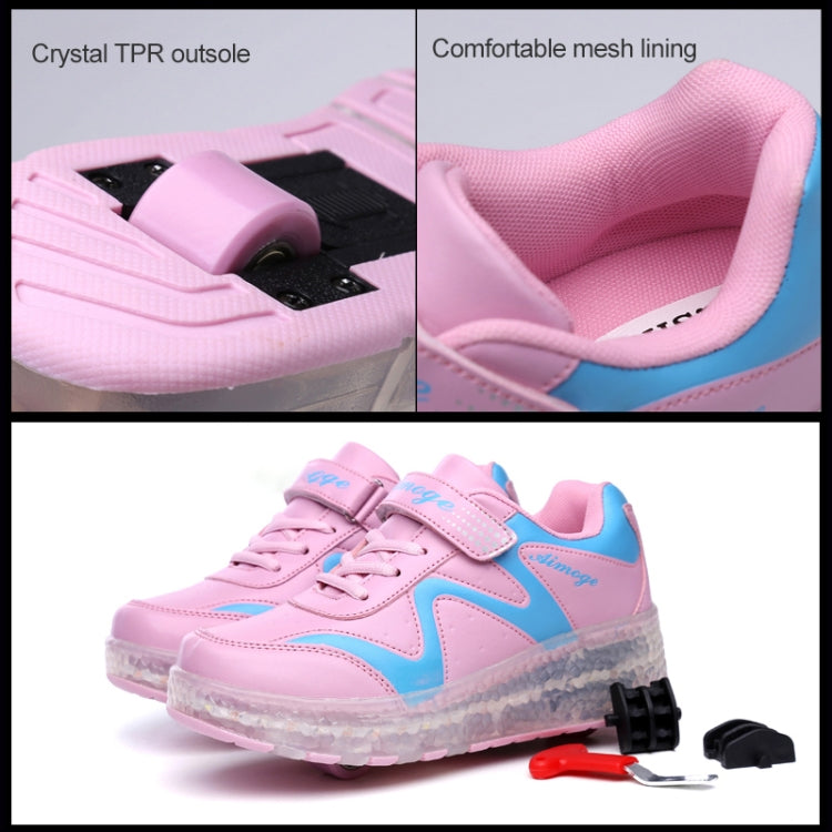786 LED Light Ultra Light Rechargeable Double Wheel Roller Skating Shoes Sport Shoes, Size : 31, Size : 31