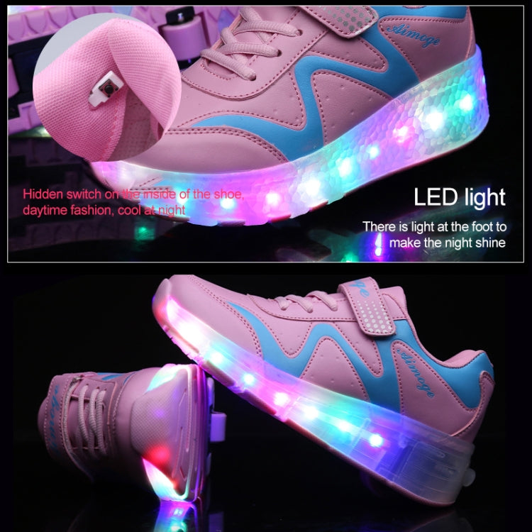 786 LED Light Ultra Light Rechargeable Double Wheel Roller Skating Shoes Sport Shoes, Size : 33, Size : 33