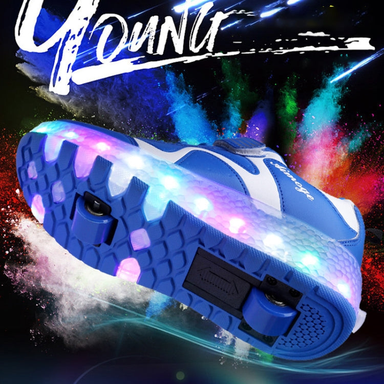 786 LED Light Ultra Light Rechargeable Double Wheel Roller Skating Shoes Sport Shoes, Size : 33, Size : 33