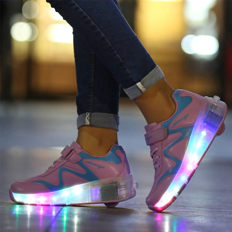 786 LED Light Ultra Light Rechargeable Double Wheel Roller Skating Shoes Sport Shoes, Size : 34, Size : 34
