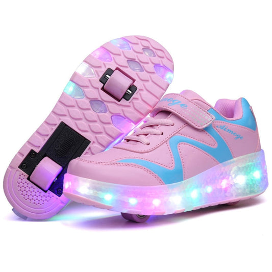 786 LED Light Ultra Light Rechargeable Double Wheel Roller Skating Shoes Sport Shoes, Size : 36, Size : 36