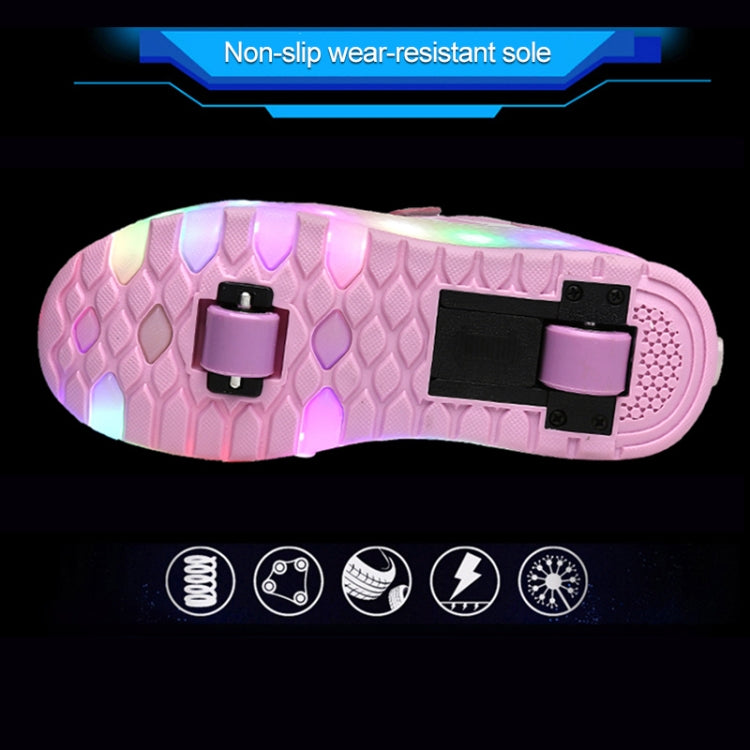 WS01 LED Light Ultra Light Mesh Surface Rechargeable Double Wheel Roller Skating Shoes Sport Shoes, Size : 36, Size : 36