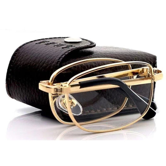 Folding Anti Blue-ray Presbyopic Reading Glasses with Case & Cleaning Cloth, +3.00D, +3.00D