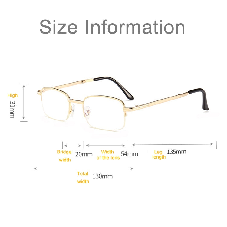 Folding Anti Blue-ray Presbyopic Reading Glasses with Case & Cleaning Cloth, +3.00D, +3.00D