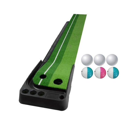 PGM Golf Putting Mat Push Rod Trainer 3m, with Three Soft Balls & Three Bicolor Balls & Auto Ball Return Fairway, 3m, with Three Soft Balls & Three Bicolor Balls & Auto Ball Return Fairway