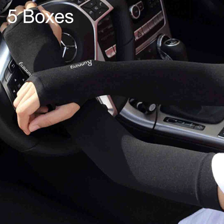5 Boxes New Style Ice Silk Sleeves Fresh and Cool UV Protection Oversleeve, Open Fingers Style, Open Fingers Style