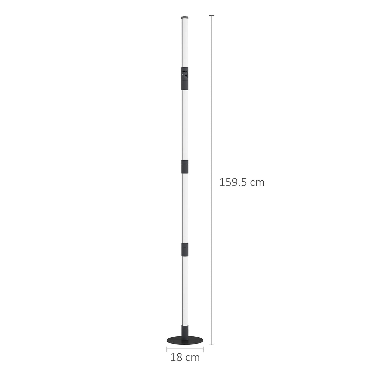 HOMCOM LED Floor Lamp, Corner Floor Lamp with App & Remote Control Dark Grey